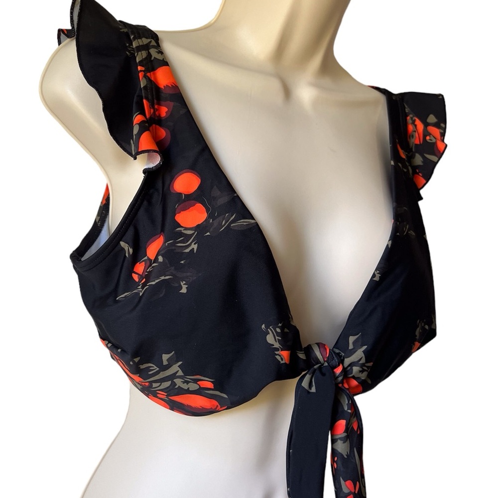 COCOSHIP Women's Retro Floral Bikini Tie Front Top | Size 10 - Picture 3 of 6